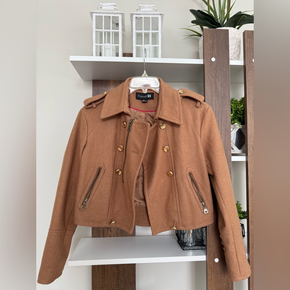 * SOLD * Crop wool camel pea coat